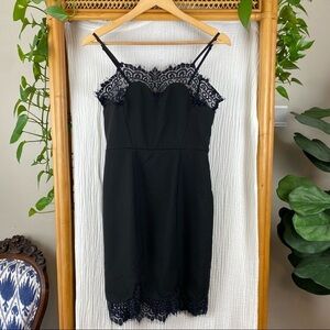 LULUS Linger On Black Lace‎ Dress​​​​​